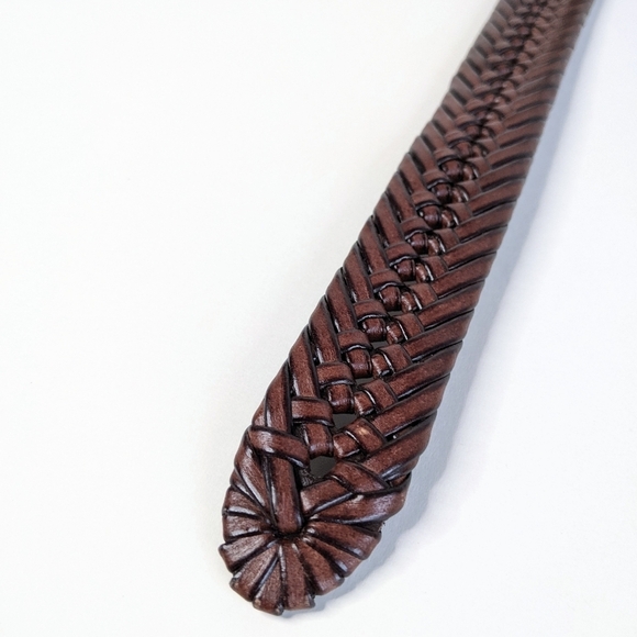 Tommy Hilfiger Braided Vegetable Burnish Genuine Leather Belt Brass Buckle XXL - Picture 6 of 10